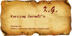Karczag Germán névjegykártya